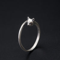 Cat head ring, pure silver(JZ12069)