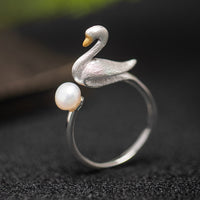 Sterling silver swan ring(JZ12193-1)