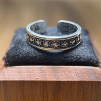 Gothic Silver Cross Engraved Band – Vintage Adjustable Ring（R04/02）