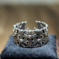 Gothic Silver Cross Ring with Stone – Adjustable Statement – Kakny