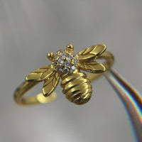 Delicate little bee ring, 925 silver ferry gold size adjustable, gift for nature lovers（RR03）